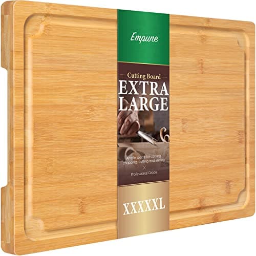 36 x 24 Extra Large Cutting Board, Bamboo Cutting Boards for Kitchen with Juice Groove and Handles Kitchen Chopping Board for Meat Cheese board Heavy Duty Serving Tray, 5XL, Empune - Image 1