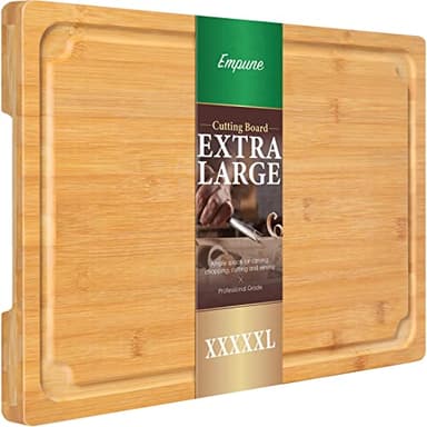 36 x 24 Extra Large Cutting Board, Bamboo Cutting Boards for Kitchen with Juice Groove and Handles Kitchen Chopping Board for Meat Cheese board Heavy Duty Serving Tray, 5XL, Empune - Image 1