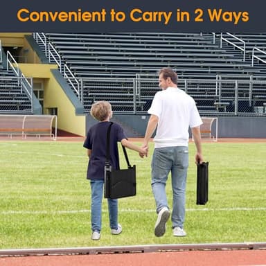 Halituny Stadium Seat for Bleachers with Back Support 2 Pack, Portable Bleacher Seat with Comfy Padded Cushion, Metal Hook, Folding Stadium Chair with Shoulder Strap, Carry Handle, Cup Holder, Black - Image 5