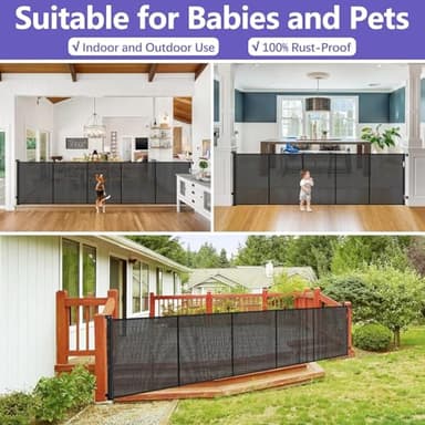 42 Inch Extra Tall Baby Gate 120 Inch Extra Wide Retractable Baby Gates for Large Openings, Upgraded Retractable Gate Keeps Pets from Getting Under Tall Pet Gate, Indoor/Outdoor Long Dog Gate - Image 4