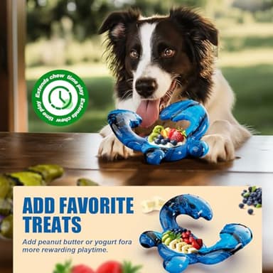Ouilter Dog Toys for Aggressive Chewers, Dog Toys for Medium Large Dogs, Tough Nylon Dog Chew Toys with Bacon Flavor, Chew Toys for Aggressive Chewers, Blue - Image 3