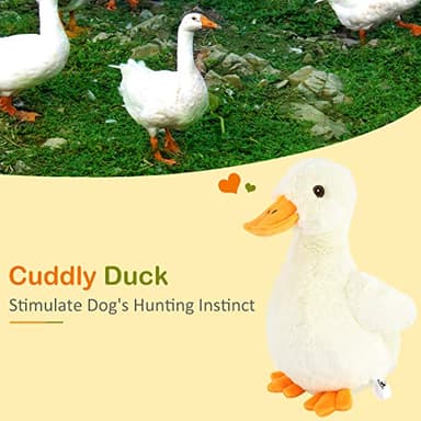 Pawaboo Squeak Plush Duck Dog Toy, Large 12'' Super Soft PlushStuffed Duck-Shaped Pet Toys, Crinkle Paper Rattle Pet Biting Training Chew Toys Non-Toxic Plush Doll for Pet Dogs, Light Yellow/Orange - Image 2