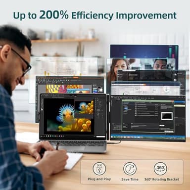 Laptop Screen Extender Dual Monitor - 15.6" Portable Monitor 85% NTSC IPS 1080P FHD Detachable Screen Extended Extra USB-C/HDMI Port Compatible with Wins Mac Dex Chrome Fits 13"-17" Laptops - Image 8