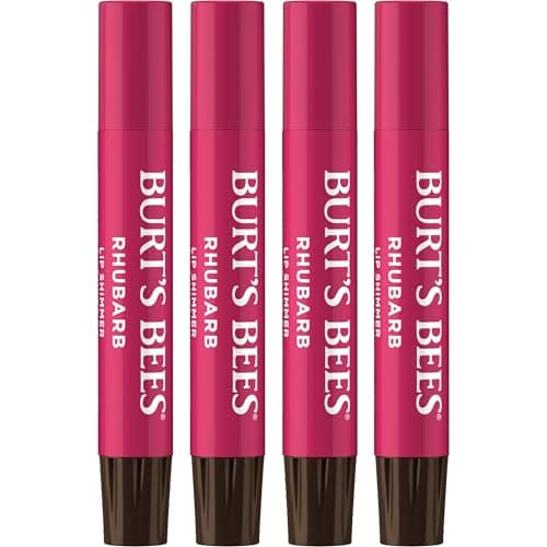 Burt's Bees Shimmer Lip Tint Set, Tinted Lip Balm Stick, Moisturizing for All Day Hydration with Natural Origin Glowy Pigmented Finish & Buildable Color, Rhubarb (4-Pack) - Image 1