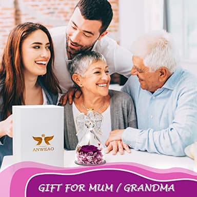 Mothers Day Rose Gifts Glass Angel Figurine with Three Roses Gifts, Preserved Forever Real Rose Gifts for Women, Angel Guardian with Rose for Valentine Day Mothers Day - Image 6