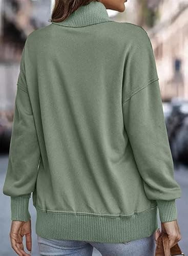 SHEWIN Oversized Sweatshirt for Women Loose Fit Casual V Neck Pullover Sweatshirts Lightweight Fall Long Sleeve Tops for Women 2025,US 16-18(XL),Green - Image 4