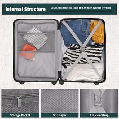 WireHot 20 inch Small Carry On Luggage Front Open with Laptop Pocket, ABS+PC Hard Shell Suitcase with Spinner Wheels TSA Lock & YKK Zipper, 20in/Toiletry Bag/Handbag, Teal Blue - Image 7