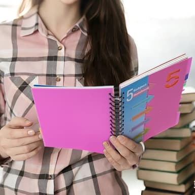 CAGIE 5 Subject Notebook College Ruled, Small Spiral Notebook 5x7 with Divider Tabs, A5 Spiral Notebooks for Women, 240 Pages Spiral Note book for School Note Taking, Pink - Image 5