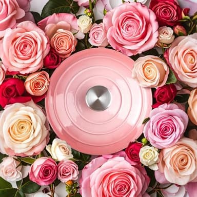 6 Quart Dutch Oven Enameled Cast Iron with Lid - Big Dual Handles - Oven Safe up to 500°F - Classic Round Pot for Versatile Cooking (Pink, 6 QT - Image 4