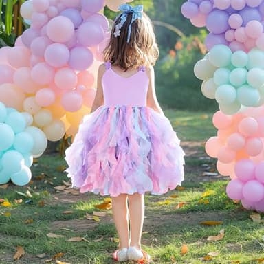 Purple Tutu Dress for Girls Kids Mermaid Princess Birthday Party Dresses Sparkly Sequin Tulle Fairy Dress for Toddler Girls Sneaker Ball Gown Prom Graduation Halloween Dance 8T - Image 7