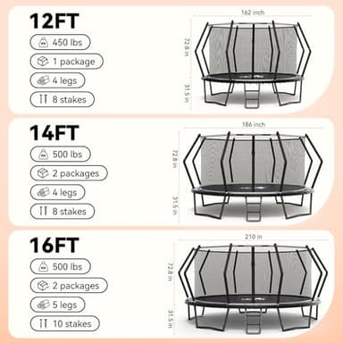 BCAN Trampoline 16FT Trampoline Outdoor with Enclosure for Kids Adults-TSL-2025 - Image 5
