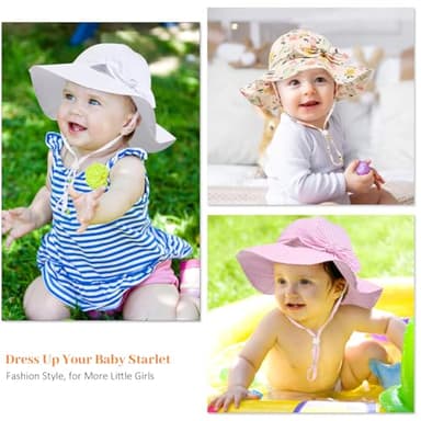 Baby Girl Sun Hat Summer Foldable Beach Hats with UPF50+ Sun Protection Wide Brim Toddler Bucket Hat Cap 0-6Months - Image 7