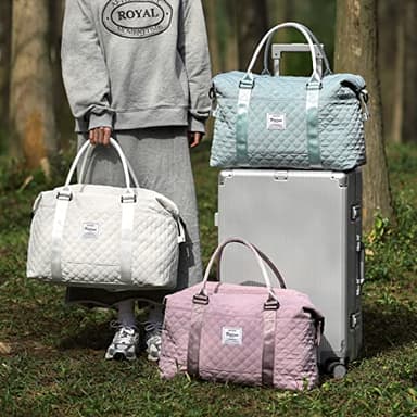 Travel Duffel Bag, Weekender Overnight Bags for Women, Carry On Personal Item Bag with Trolley Sleeve & Wet Pocket,Purple - Image 7