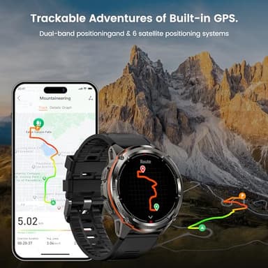 AMAZTIM GPS Smart Watch for Men, 6 Satellite Positioning, Compass, Stainless Steel Body, 50M Waterproof, 470mAh Extra-Large Battery, Answer/Make Call, 1.43" AMOLED Screen, Compatible for Android iOS - Image 4