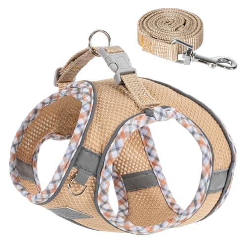 TomteNisse Dog Harness and Leash Set, No Pull Pet Harness for Small Dogs Easy Walking,Soft Breathable Small Dog Harness,Adjustable Reflective Step in Vest Harness for Puppy,Kitten, Cats - Image 1