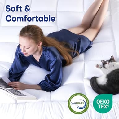 Vipfree Queen Dual Layer 4 Inch Memory Foam Mattress Topper, Relax Body, Relieve Pain and Aid Sleep - 2 Inch Fluffy Pillow Top Queen Mattress Topper and 2 Inch Cooling Gel Memory Foam, 2X Support - Image 7
