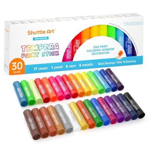 Shuttle Art Tempera Paint Sticks - 30 Solid Colours - Quick Drying - Works Great on Paper, Wood, Glass, Ceramic, Canvas - Image 1