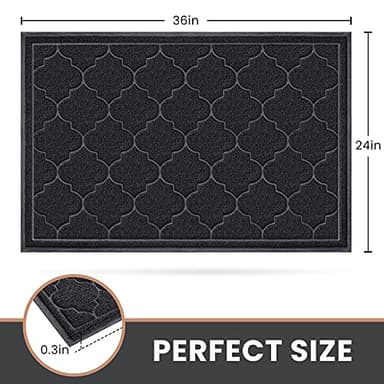 LuxStep Door Mat Large 24x36 Inch Indoor Outdoor Doormat, Non-Slip Low-Profile Design Floor Mat, Front Door Welcome Mat for Entryway,Patio,Garage, Black - Image 3