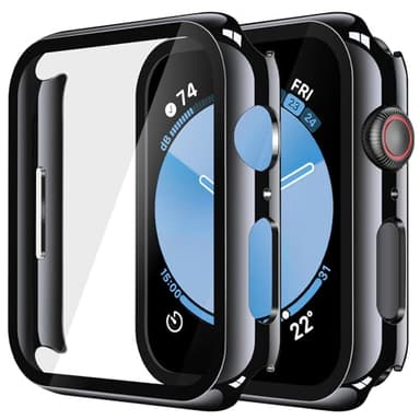 Misxi 2 Pack Tempered Glass Case Compatible for Apple Watch SE 3 (2025) SE 2 SE Series 6 Series 5 Series 4 40mm, Hard PC Screen Protector Overall Protection Scratch-Resistant Cover for iWatch, Jet Black - Image 1