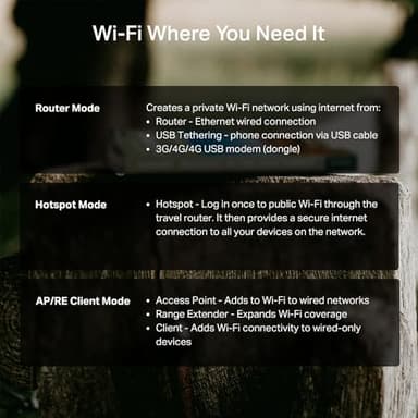 TP-Link BE3600 Wi-Fi 7 Portable Travel Router TL-WR3602BE | Dual-Band, 2.5 Gig Port, USB 3.0 | Multi-Modes in One | OpenVPN, WireGuard® | Public WiFi Sharing for Hotel/Cruise/RV/Plane | No 6 GHz - Image 3