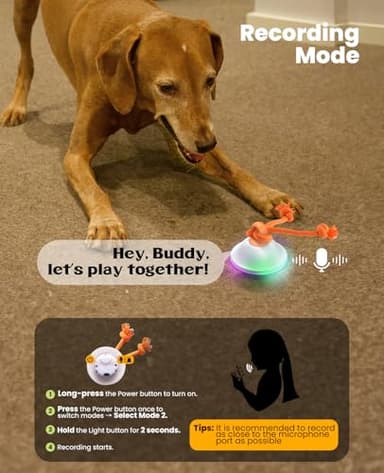 Xeuch Interactive Dog Toys, Automatic Moving and Rolling LED Light Up Dogs Ball with Rope, Motion-Activated Wicked Ball for Small Medium Pup, Stimulation Toy for Boredom Relief White - Image 4
