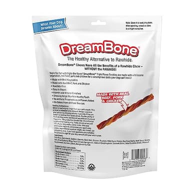 Dreambone Triple Flavor Twisties, 25 Count, Rawhide-Free Dog Chews Made with Real Beef, Pork & Chicken, 7.05 Ounce (Pack of 1) - Image 2