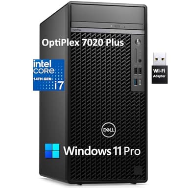 Dell OptiPlex 7020 Plus Tower 7000 Business Desktop Computer, 14th Gen Intel 20-Core i7-14700 up to 5.4GHz, 64GB DDR5 RAM, 4TB PCIe SSD, DVDRW, WiFi Adapter, Ethernet, Keyboard Mouse, Windows 11 Pro - Image 1