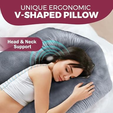 PILLANI Pregnancy Pillows for Sleeping – 57-Inch Maternity Pillow for Pregnant Women with Removable Washable Cover – Support for Back, Belly, Neck, Legs, and Hips – V C U Shaped Full Body Pillow - Image 9