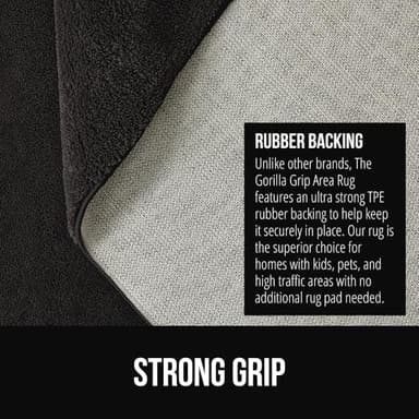 GORILLA GRIP Slip Resistant Soft Washable Stain Resistant Area Rug, 5x7, Plush Thick Carpet for Bedroom Living Room, No Shed Floor Rugs, Pet Friendly, Dorm Essentials, Kid Nursery Home Decor, Black - Image 3