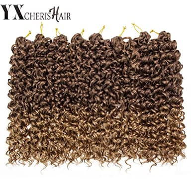 YXCHERISHAIR 8 Packs Curly Crochet Hair GoGo Curl Crochet hair for Women Deep Wave Braiding hair,Synthetic Bohemian Crochet Braids Water Wave Crochet hair Extensions (18inch, 33/27) - Image 2