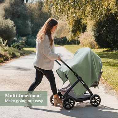 Coreeky 2 Pack Muslin Nursing Cover for Breastfeeding, Soft & Breathable 100% Cotton Breastfeeding Cover up with Adjustable Neck Strap, Multi-use Nursing Apron & Baby Carseat Canopy (Green) - Image 7