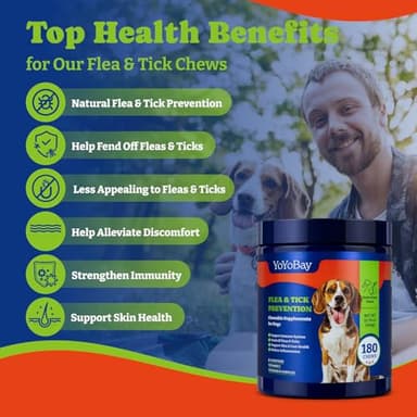 YoYoBay Flea and Tick Prevention for Dogs Chewable - 180 Soft Chews, Duck & Pear Flavor - Dog Flea and Tick Treatment Chewable, Natural Defense- Dog Immune Support Supplement - Image 4