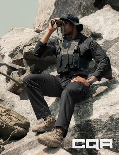 CQR Men's Flex Ripstop Tactical Pants, Water Resistant Stretch Cargo Pants, Lightweight EDC Hiking Work Pants, Dura Flex Mag Pocket Black, 32W x 34L - Image 3