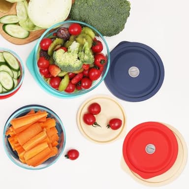 Replacement Lids for Pyrex 7200-PC 2 Cup and 7201-PC 4 Cup and 7402-PC 6/7 Cup, Silicone Round Storage Cover Lid for Anchor Hocking Glass Bowl 6 Pack Turquoise - Image 8