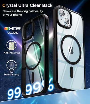 SUCGLES for iPhone 15 Case with MagSafe [Ultra Strong Magnetic] [12FT Military Drop Protection] [Shockproof Bumper] Slim Thin Mag Safe Phone Cover 6.1" for Apple iPhone15 (Black) - Image 2