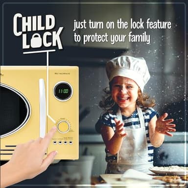 Nostalgia Retro Microwave - Countertop Microwave Oven - Includes 12 Pre-Programmed Settings and Digital Clock - 0.9 CU Ft. - 800 Watts - Yellow - Image 4
