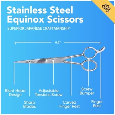Equinox 6.5" Professional Hair Cutting Scissors for Men & Women - Ice Tempered, Silver - Hair Cutting Shear Professional - Barber Scissor Professional - Shears for Hair Cutting - Haircut Scissors - Image 2