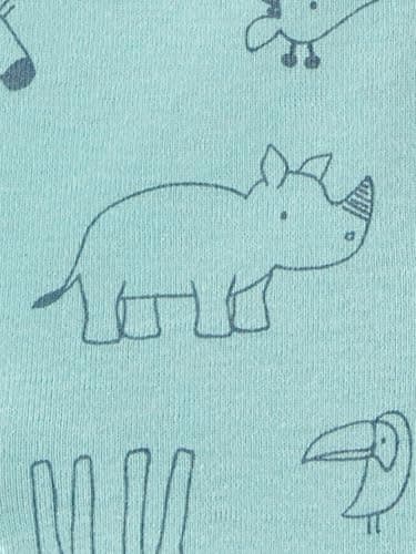 Simple Joys by Carter's Baby 3-Pack Snap-up Rompers, Aqua Blue Forest Animals/Grey Mini Stripe/White, 6-9 Months - Image 2