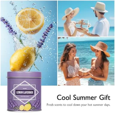 Lemon Lavender Candle, Candles for Home Scented, 9 oz Soy Wax Candle Gift for Women Men, Aromatherapy Tin Jar Candle - Image 5