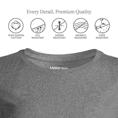 Lands' End Womens Long Sleeve Relaxed Supima Cotton Crew Neck T Shirt Charcoal Heather Tall Medium - Image 3