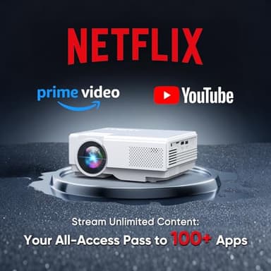 【Netflix Officially】NISOO Smart Projector with WiFi and Bluetooth, Mini Movie Projector with Apps Built-in, 1080P Outdoor Projector for Phone/PC/HDMI/USB, Two-way Bluetooth, 50% Zoom - Image 2