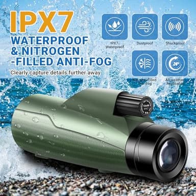 12x56 Monoculars for Adults High Powered, HD BAK4 FMC Monocular Telescope with Smartphone Adapter & Tripod, Portable Lightweight Monocular Scope for Bird Watching, Stargazing, Concerts & Sports Events - Image 7