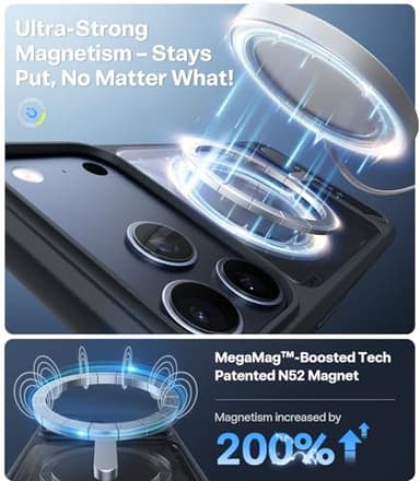 TORRAS Strong Magnetic & Seamless Stand for iPhone 17 Pro Max Case, Fit for MagSafe, Military Grade Drop Protection, Sturdy Adjustable Kickstand Slim for iPhone 17 Pro Max Case Translucent Matte Black - Image 2