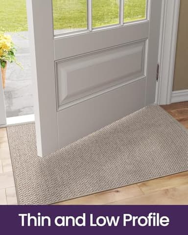 DEXI Door Mat Inside Entrance 32x48, Ultra Non Slip Rubber Backed Dirt Trapper, Low Profile Thin Welcome Doormat, Absorbent Easy Clean Entry Mats for Entryway, Patio, Beige - Image 7