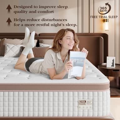 Mattress Queen Size 14 Inch - Firm Hybrid Bed in a Box for Couples & Light Sleepers, 366-Night Trial, Pocket Spring Mattress for Back Pain Relief & Motion Isolation, CertiPUR-US Certified - Image 4