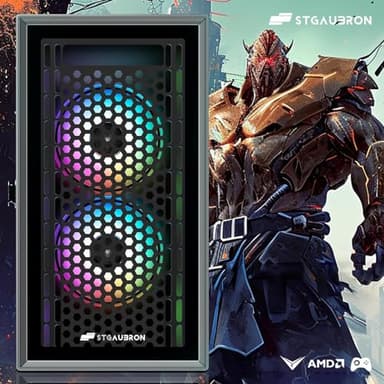 STGAubron Gaming PC Computer Desktop, Intel i7 Xeon E5 2.8G, Radeon RX 580 8G, 16G DDR4, 512G SSD, 600M WiFi, BT 5.0, RGB Fan x3, Windows 11 Home - Image 2