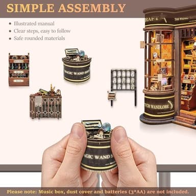 SUNNINO Book Nook Kit - DIY Miniature House Kit Bookshelf Decor 3D Wooden Dollhouses for Adults Teens LED Book Nook Kits for Adults Unique Gift for Family and Friends - Image 5