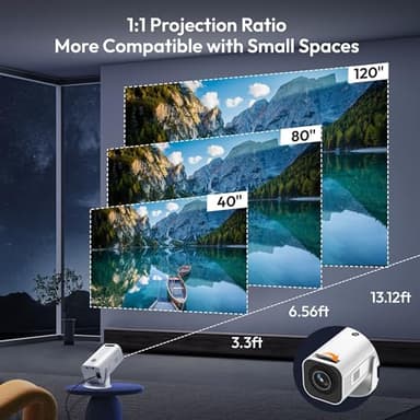 Mini Smart Projector LUXVYN V1 Portable Projector with WiFi and Bluetooth 200 ANSI 4K Support HD Resolution, Auto Keystone Correction Video Projector, 180° Rotatable Stand for Home Movie Pure white - Image 8
