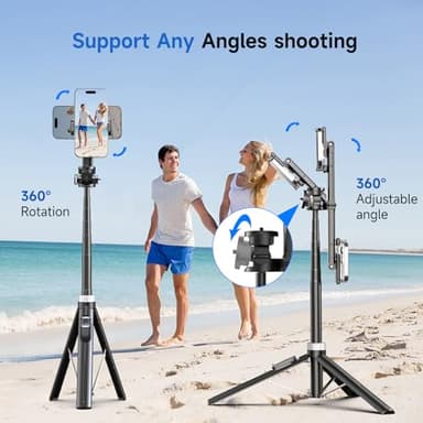 ZZR SEVEN Tripod for iPhone, Selfie Stick for iPhone with Remote, Phone Stand Tripod for Recording, Compatible with All Cell Phone and Camera, X60 (72") - Image 9