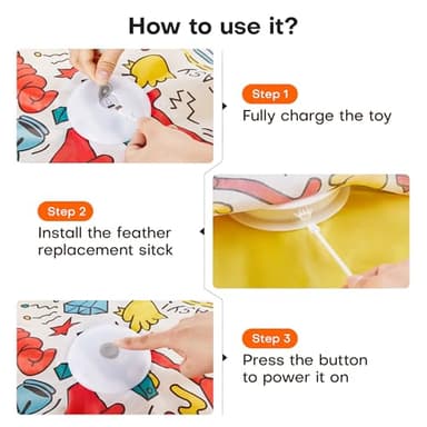 Potaroma Cat Feather Toys Interactive, Unpredicatable in-The-Cover Moving Feather, Hide and Seek Kitten Wand Toy, Rechargeable Automatic Indoor Cat Toy, Exercise Kicker for All Breeds, Graffiti Cover - Image 7